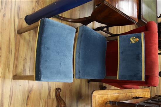 A George VI Coronation chair and a similar Elizabeth II Coronation stool,